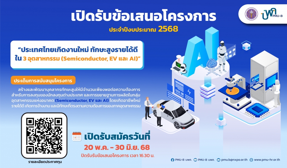 บพค.- เปิดรับข้อเสนอโครงการ ประจำปีงบประมาณ 2568